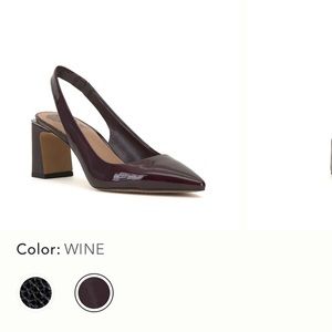 Vince Camuto sling back patent leather heels.